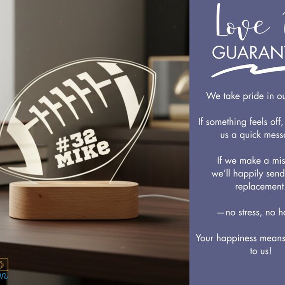 American Football Night Light – Personalized LED Sports Decor Lamp - Picture 6 of 8